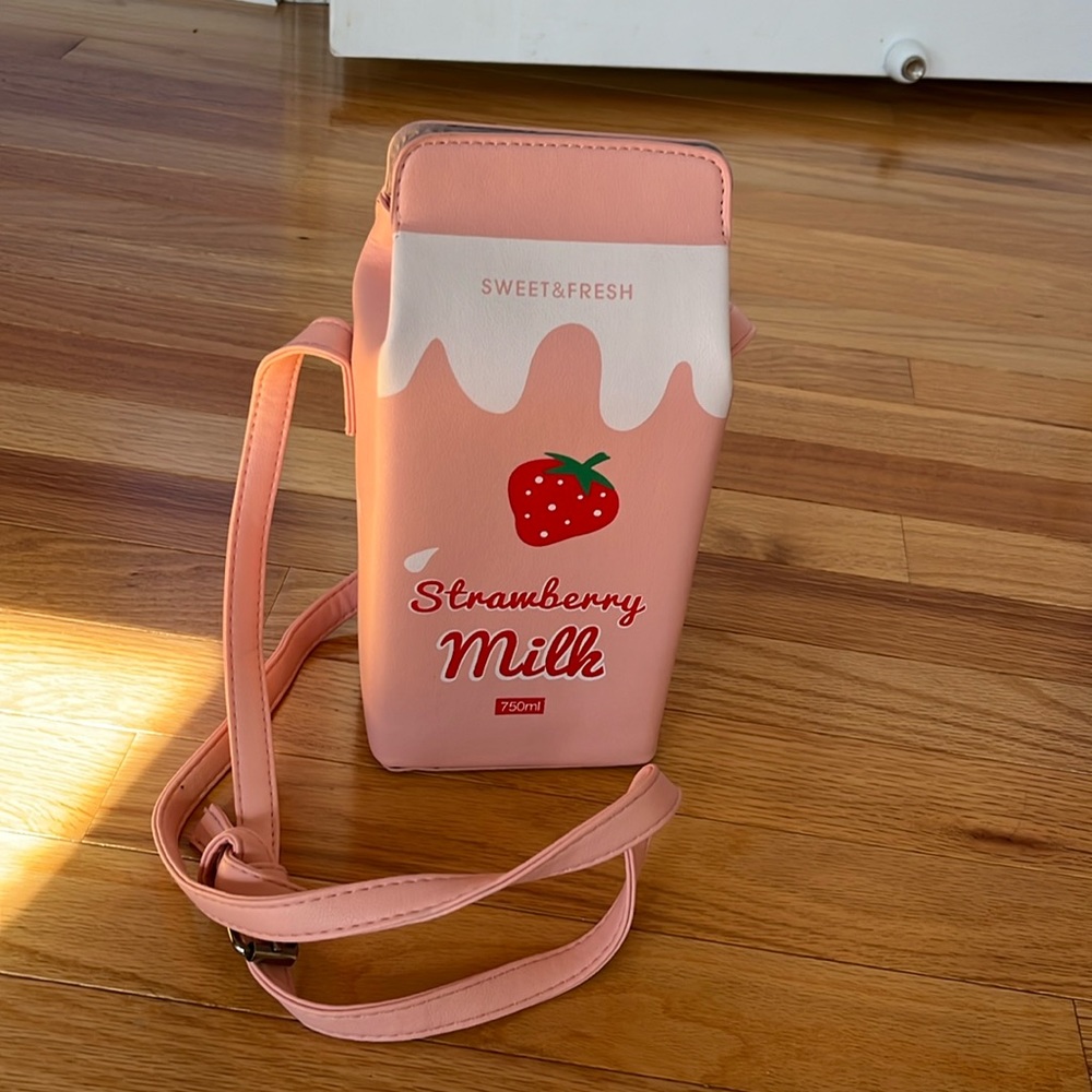 Strawberry Milk Carton Kitschy Crossbody